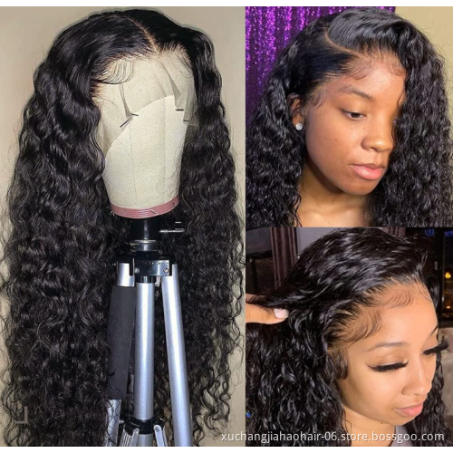 13X4 HD Swiss Lace Front Wig Brazilian Water Wave Human Hair Wigs Pre plucked With Baby Hair